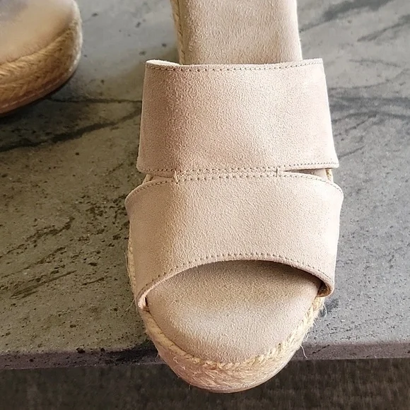 Universal Thread Jute/Faux Suede Boho Platform Wedge Peep Toe Heels Taupe sz 10 - Picture 8 of 14